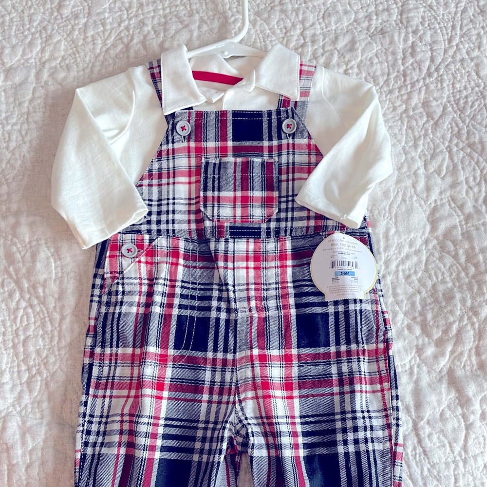 NWT 2PC Plaid Overalls